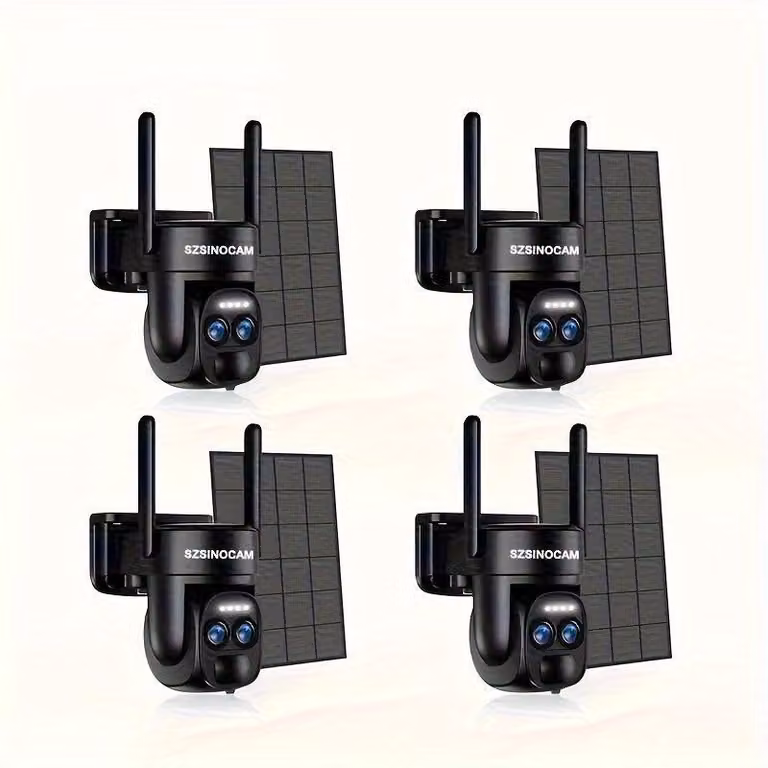 Kit di 4 telecamere da esterno – Telecamere di sicurezza intelligenti con risoluzione 2K, visione notturna a colori e alimentazione solare