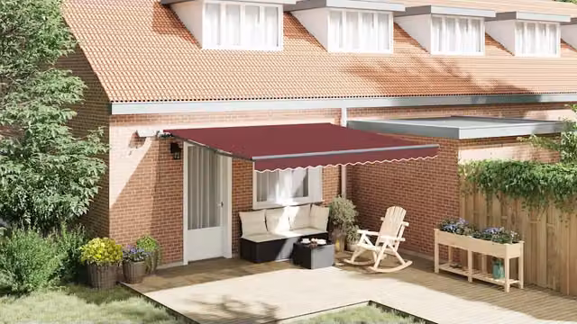 Tenda da Sole Retrattile Manuale con LED Bordò 400x300 cm 3310187