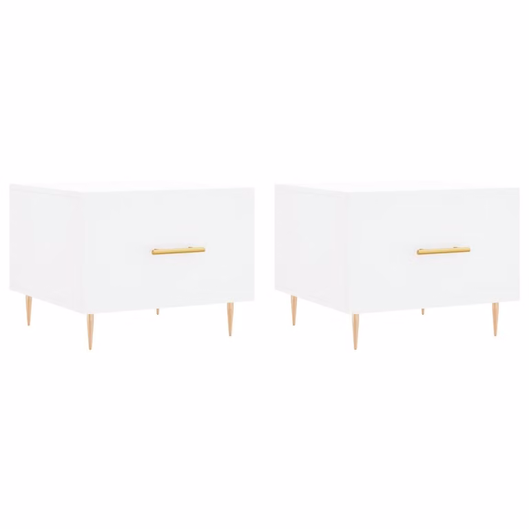 Tavolini da Salotto 2 pz Bianchi 50x50x40 cm Legno Multistrato