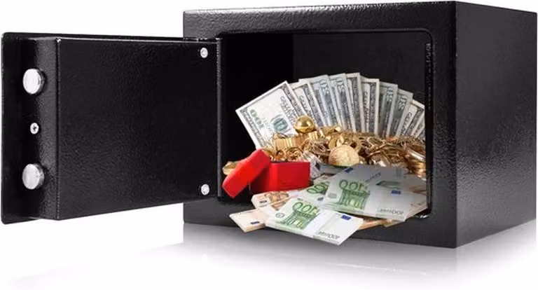 Cassaforte in acciaio resistente, con serratura a chiave, soluzione di sicurezza per uso domestico, in ufficio e in hotel