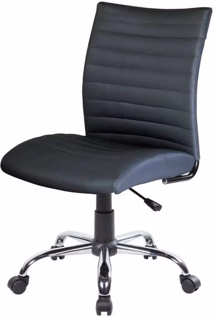 Sedia da ufficio operativa Lia DMORA, poltrona ergonomica in ecopelle nera con altezza regolabile, L: 54 cm, P: 48 cm, H: 90/100 cm