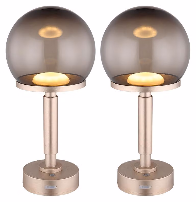 2x Lampada da tavolo a LED, touch dimmer, USB, AKKU, H 31,5 cm