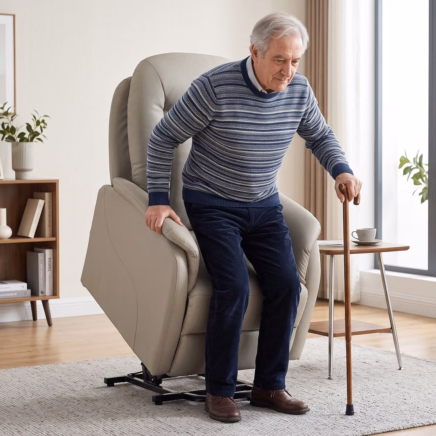 Poltrona alzapersona elettrica reclinabile HOMCOM con massaggio e calore, grigio chiaro – 2