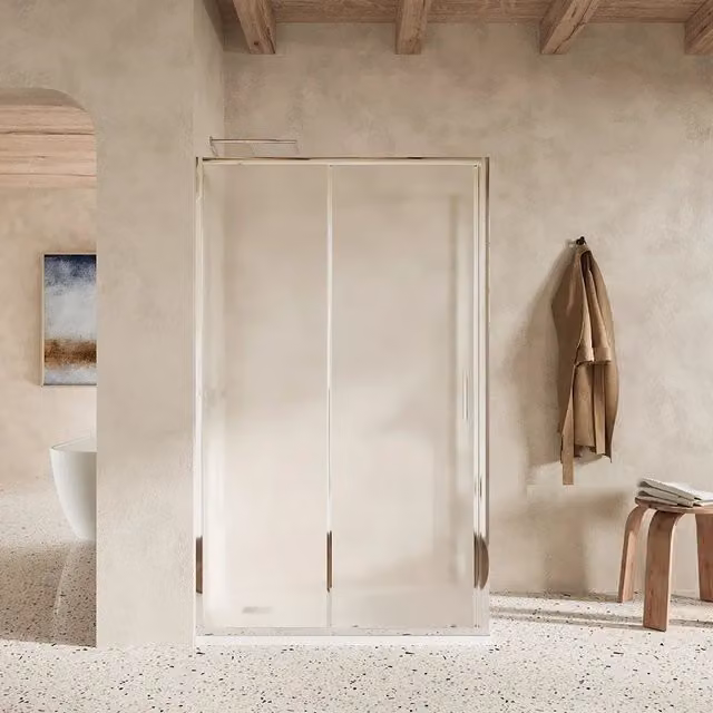Box doccia slim 70x130cm con porta scorrevole e parete fissa profili cromati e vetro 6mm opaco h190| Portofino