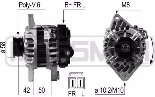 ERA 210649A Alternatore 90 A 14 V per HYUNDAI i20 (PB, PBT) e KIA CEE'D (JD)