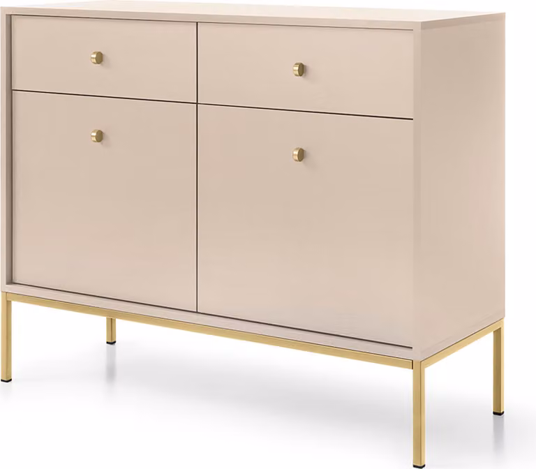 Masseno Comò MONDO 104 cm Credenza con 2 cassetti e 2 ante per soggiorno camera da letto Moderno 104x39x83 cm Beige / Beige