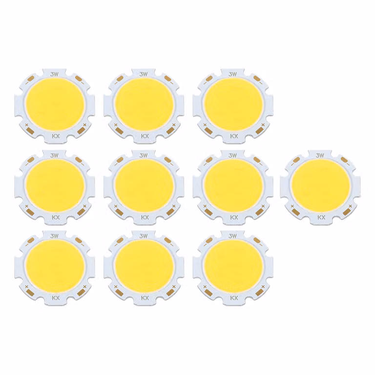 10 pezzi chip LED COB 3W rotondi, bianco naturale 4000K, LED ad alte prestazioni per progetti di illuminazione e fai da te