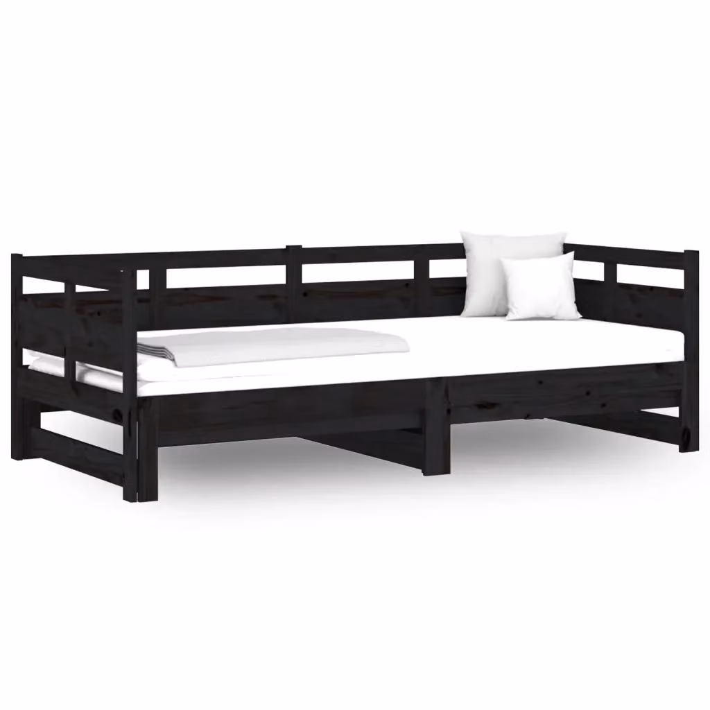 vidaXL Dormeuse Estraibile in Legno Massello di Pino Nero L/P/H: 190 x 90 x 66 cm – 2