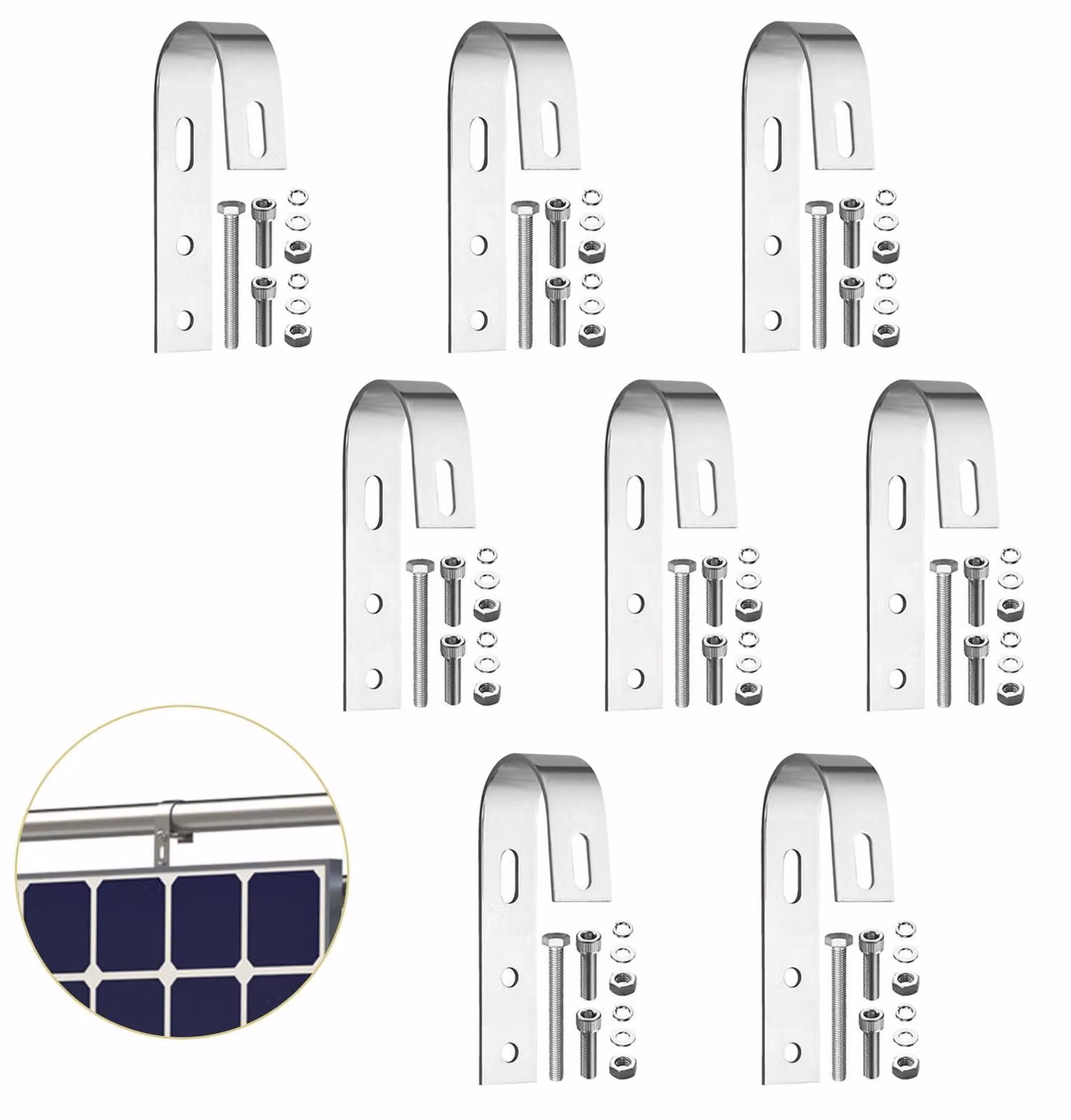 Ganci per centraline solari da balcone, 8 pezzi, acciaio inossidabile, supporto per pannelli solari