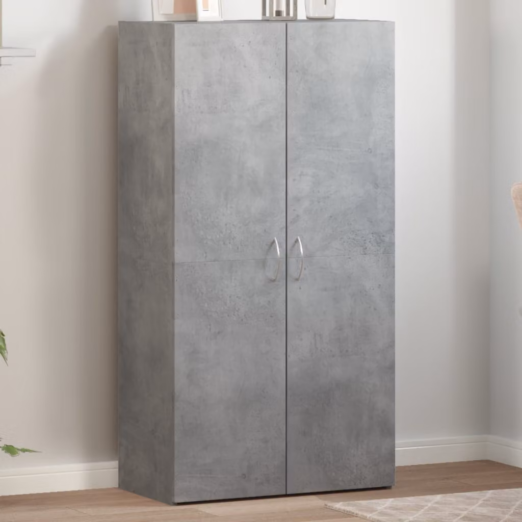 vidaXL Schedario Moderno Grigio con Ante a Battente in Legno e MDF L: 60 cm, P: 32 cm, H: 115 cm