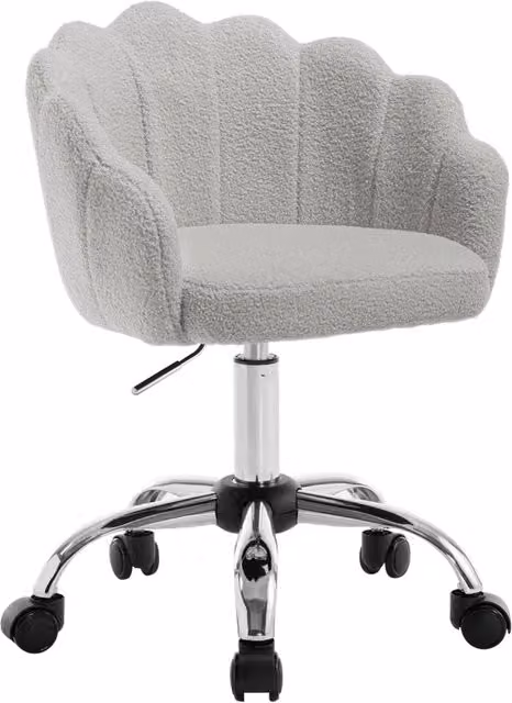 Sedia da ufficio ergonomica moderna in tessuto grigio chiaro con rotazione, altezza regolabile e ruote