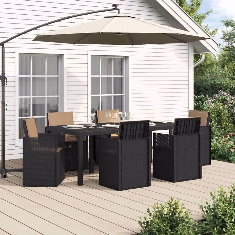 Set da pranzo per giardino e terrazzo vidaXL in 7 pezzi color antracite e beige