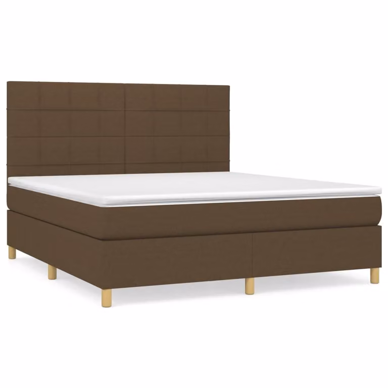 Giroletto a Molle con Materasso Marrone Scuro 160x200cm Tessuto