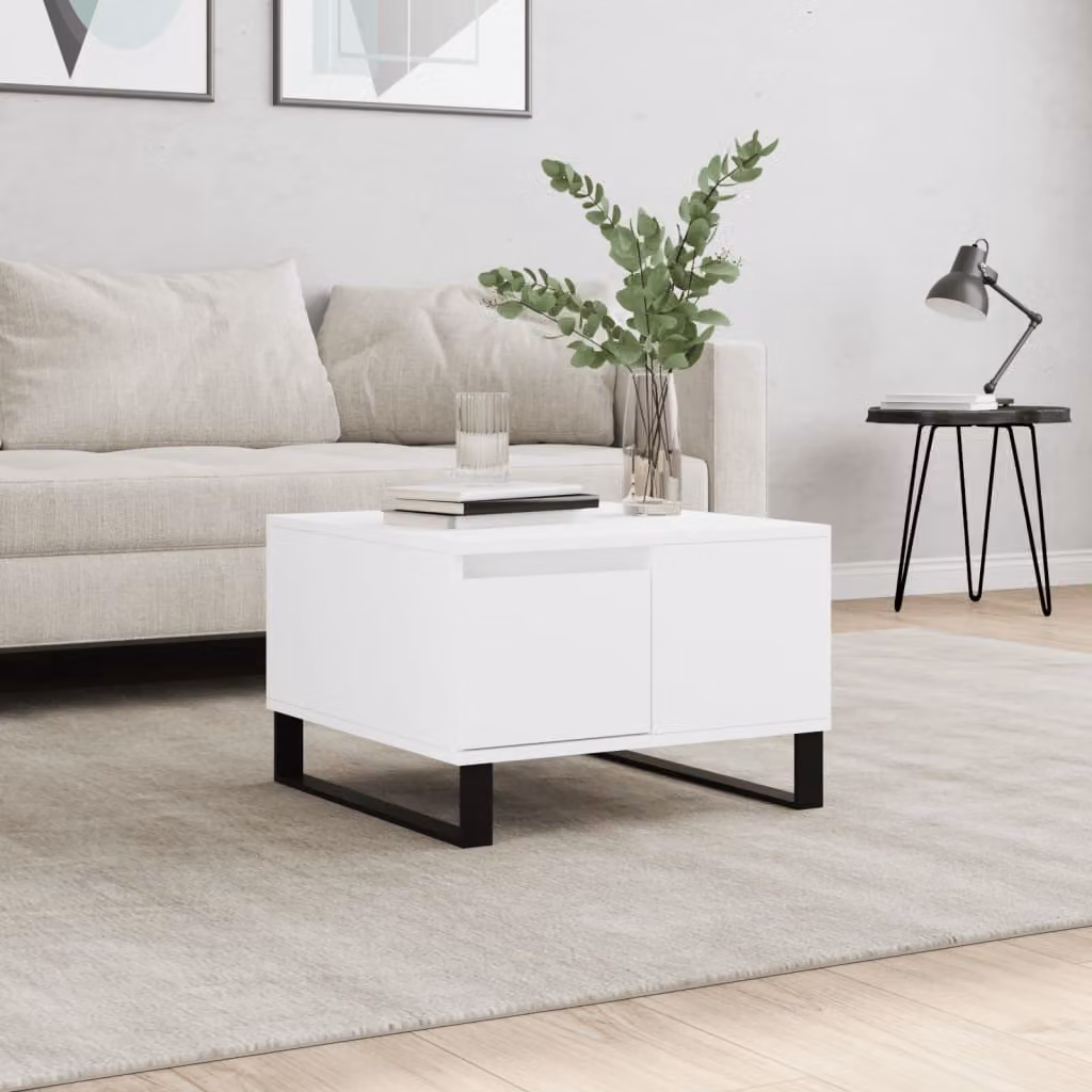 Maison Exclusive - Tavolino bianco 55x55x36,5 cm Materiale ligneo