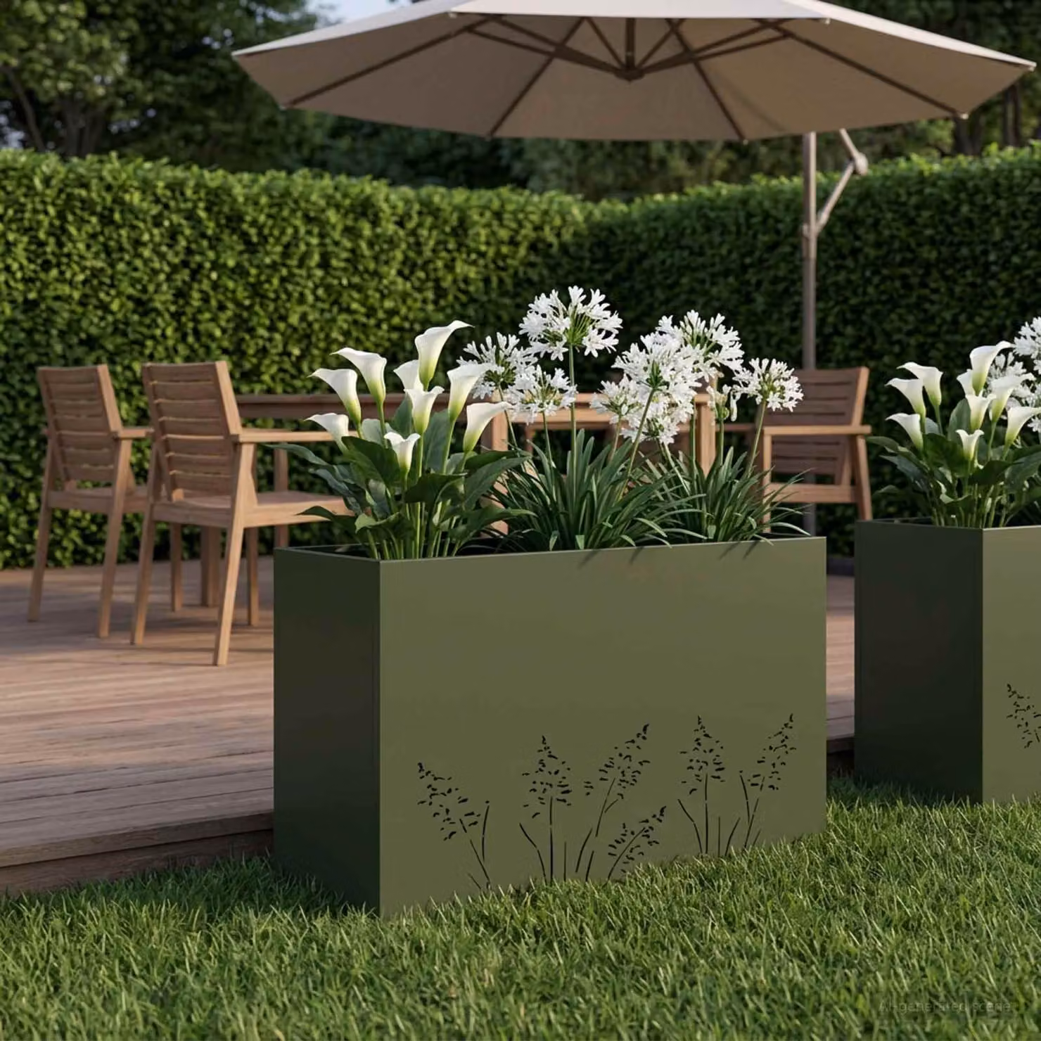 vidaXL Vaso da giardino in metallo Verde, L: 80 cm, P: 20 cm, H: 49 cm