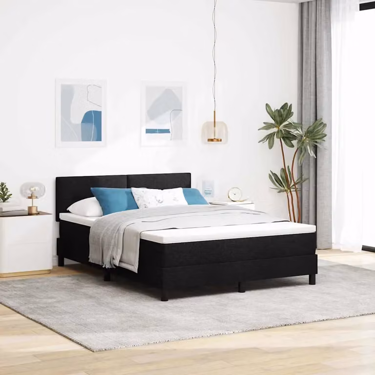 Letto ibrido con testiera vidaXL in tessuto nero L 140 x P 200 cm