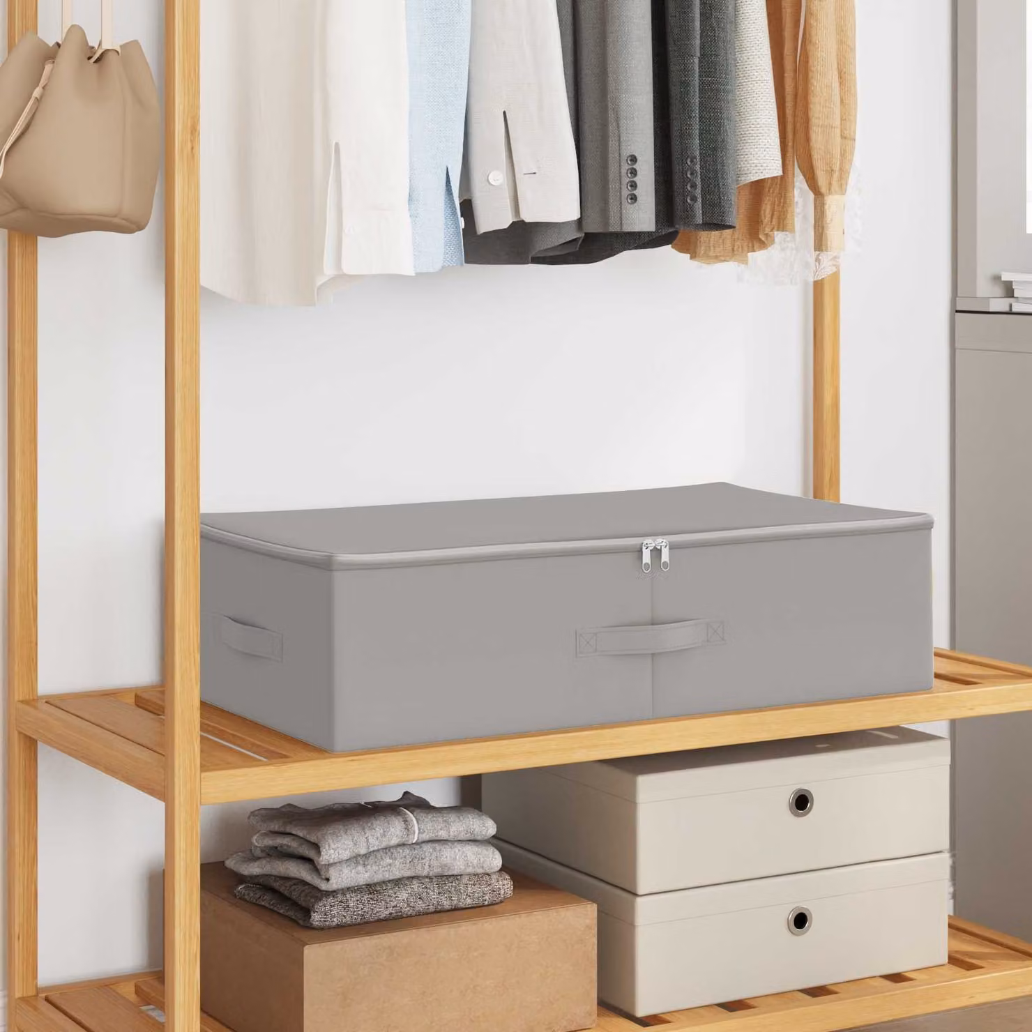Set di 6 scatole portaoggetti pieghevoli in tessuto non tessuto vidaXL, colore grigio, L: 70 cm, P: 40 cm, H: 18 cm