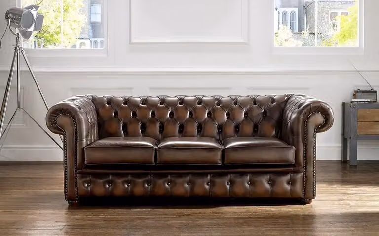 3 Sitzer Couch Polster Chesterfield Sofa Couchen Sitz Garnitur Antik Braun