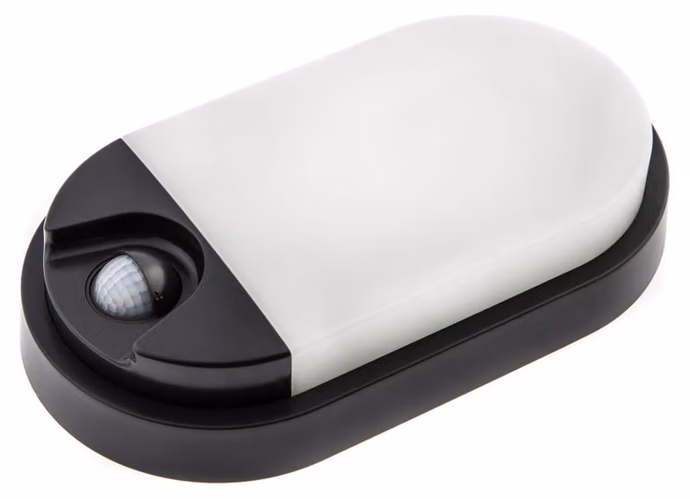 Lampada da parete a LED, forma ovale, 10W, 800 lumen, grado di protezione IP54, sensore di movimento, colore antracite