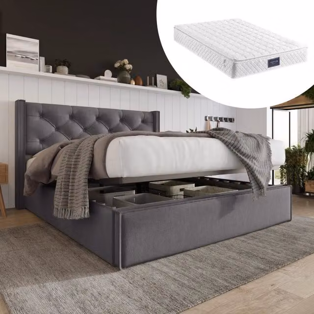 letto imbottito cotone grigio 140 x 200 cm