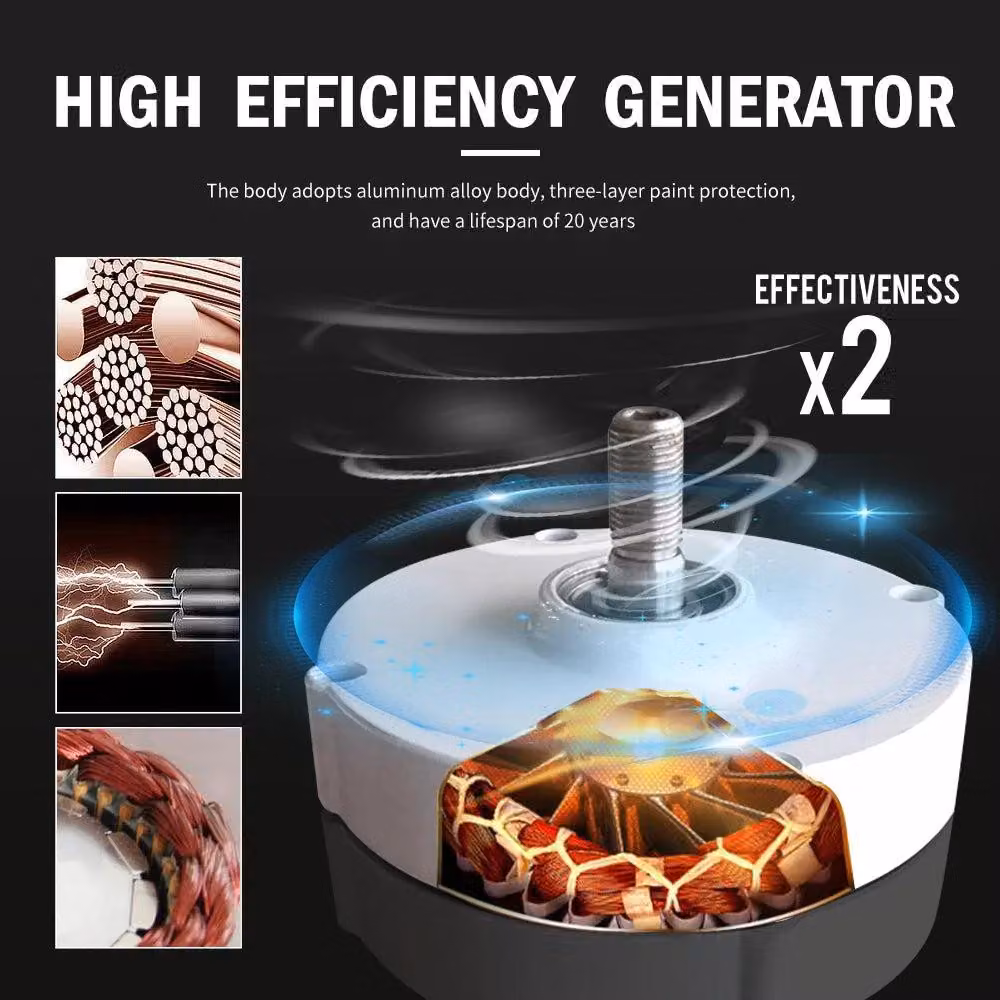 Turbina eolica - Generatore eolico - Turbina eolica - Energia sostenibile - Potenza: 1000W - Design resistente agli agenti atmosferici - 24V
