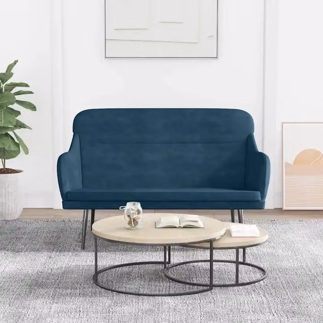 Panca-Sgabello Blu 110x76x80 cm in Velluto 366292