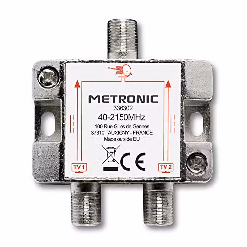 METRONIC Splitter TV/Sat 2 Uscite a spina F schermato metallo