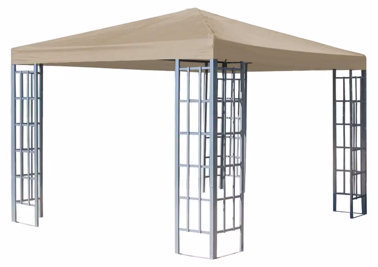 Tenda da festa modello "Paviljoen" - 3x3 metri, tetto in poliestere beige, struttura in acciaio rivestito, resistente all'acqua