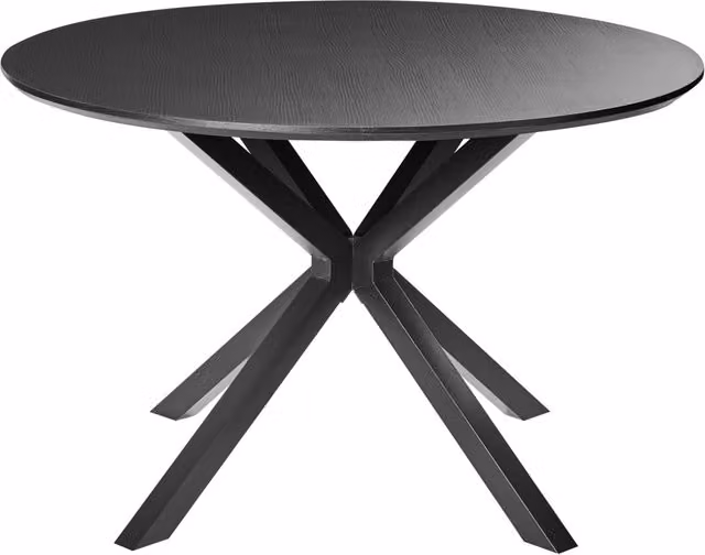 Tavolo da pranzo in MDF nero con gambe in metallo ø 120 cm Design classico moderno