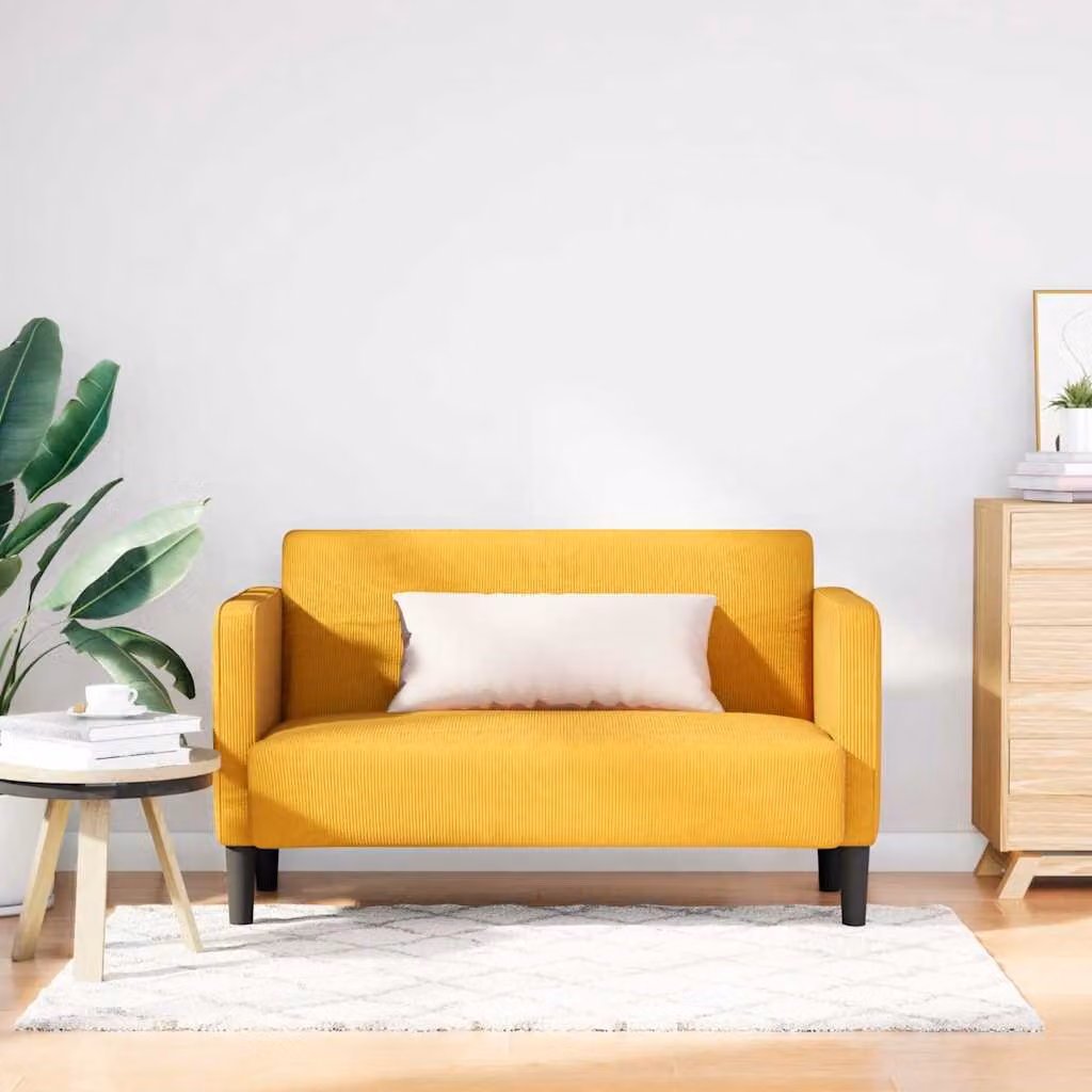 vidaXL Divanetto Moderno in Velluto a Coste Giallo L: 124 cm, P: 74,5 cm, H: 68 cm