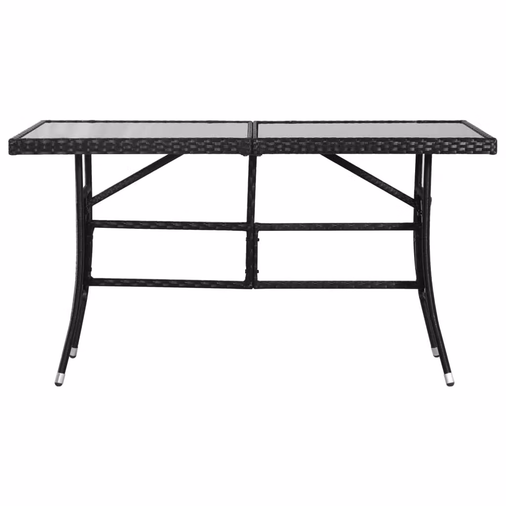 Tavolo da Giardino Nero 140x80x74 cm in Polyrattan