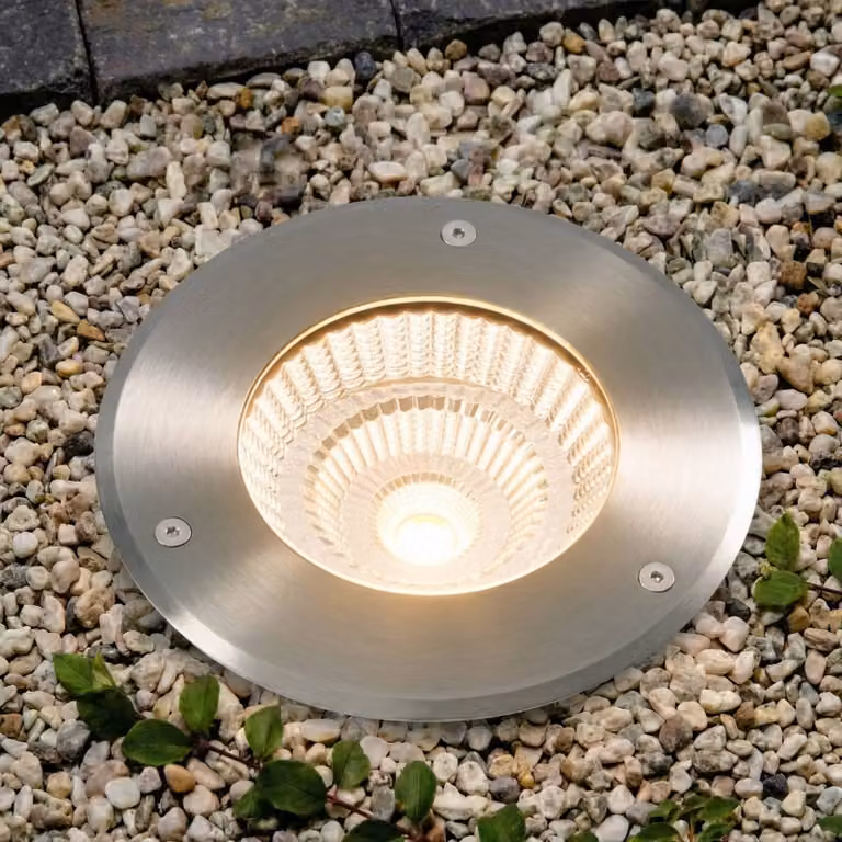 Faretto da incasso a LED Arcchio Thentos, Ø 18 cm, 60°, nichel, IP67 Thentos, Alluminio / Grigio / Zincato, Acciaio Inox, Faretto da incasso da terra