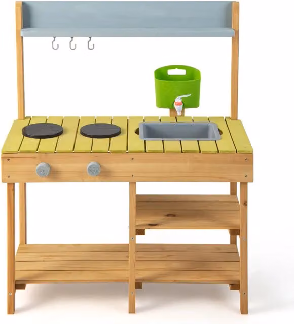 Cucina giocattolo per bambini in legno di abete multicolore con rubinetto funzionante, L/P/H: 75 x 35 x 92 cm