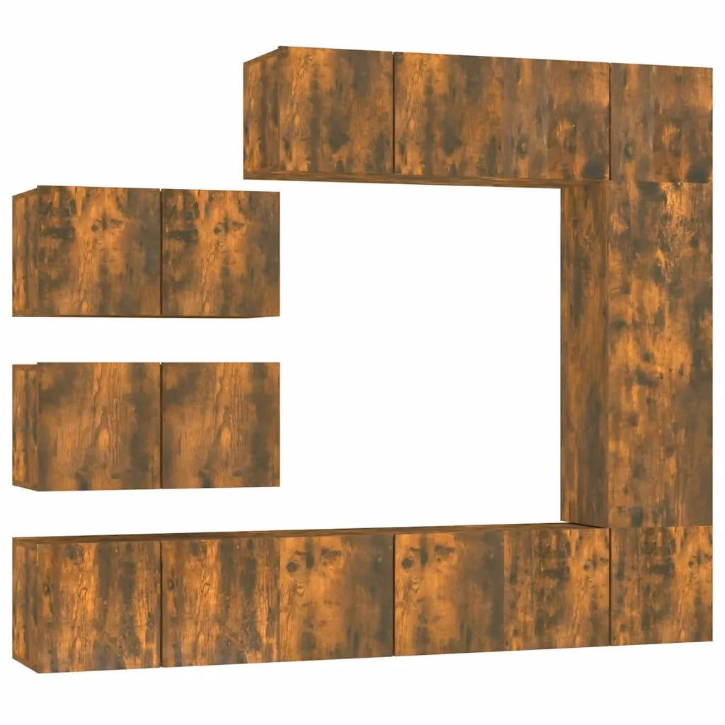 Set Mobili Porta TV 8 Pezzi con Credenza in Legno Multistrato Rovere Fumo per Soggiorno – 2