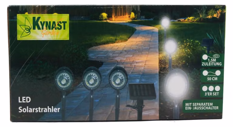 Set di faretti solari Kynast LED nero trasparente 3 pezzi