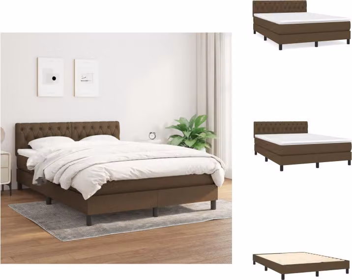 vidaXL Letto a molle con materasso in tessuto marrone scuro 140x200 cm - Letti e strutture letto
