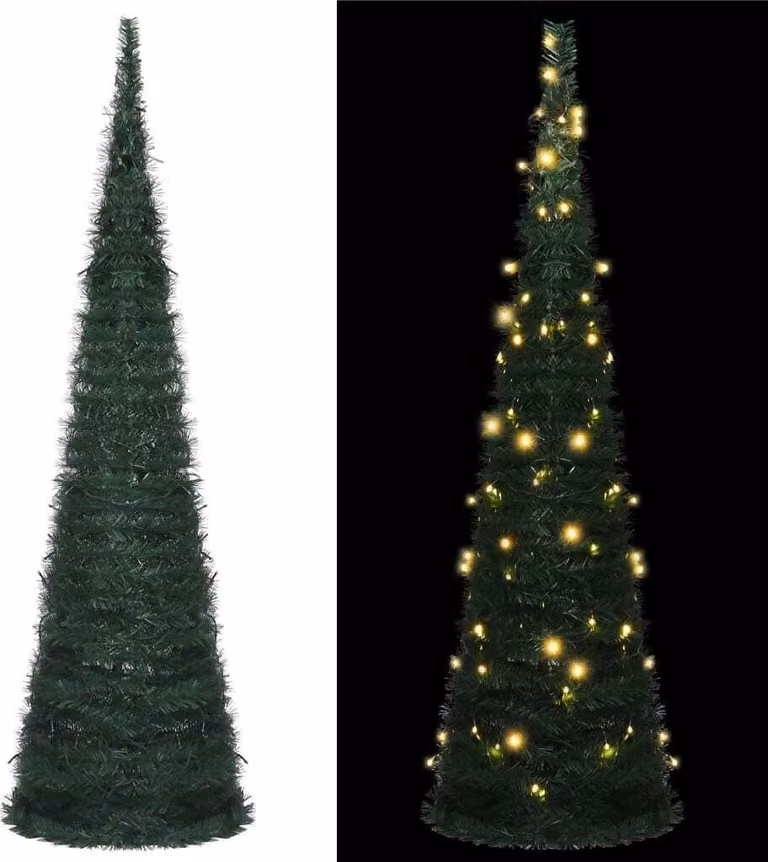 The Living Store Albero di Natale Artificiale Pop-up con LED Verde 150 cm