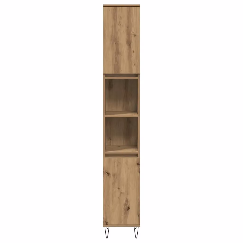 Mobiletto da bagno sospeso in stile industriale HELLOSHOP26 in legno di rovere e metallo marrone L/P/H: 30 x 30 x 190 cm – 2