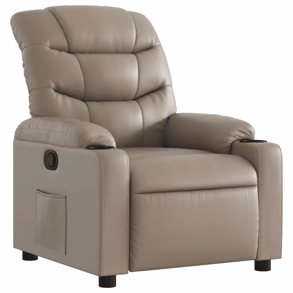 Poltrona Reclinabile Relax vidaXL in Similpelle Beige con Braccioli e Regolazione Manuale – 2
