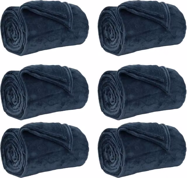 Coperte da Pile 6 pz Blu navy 220 x 240 cm Panno