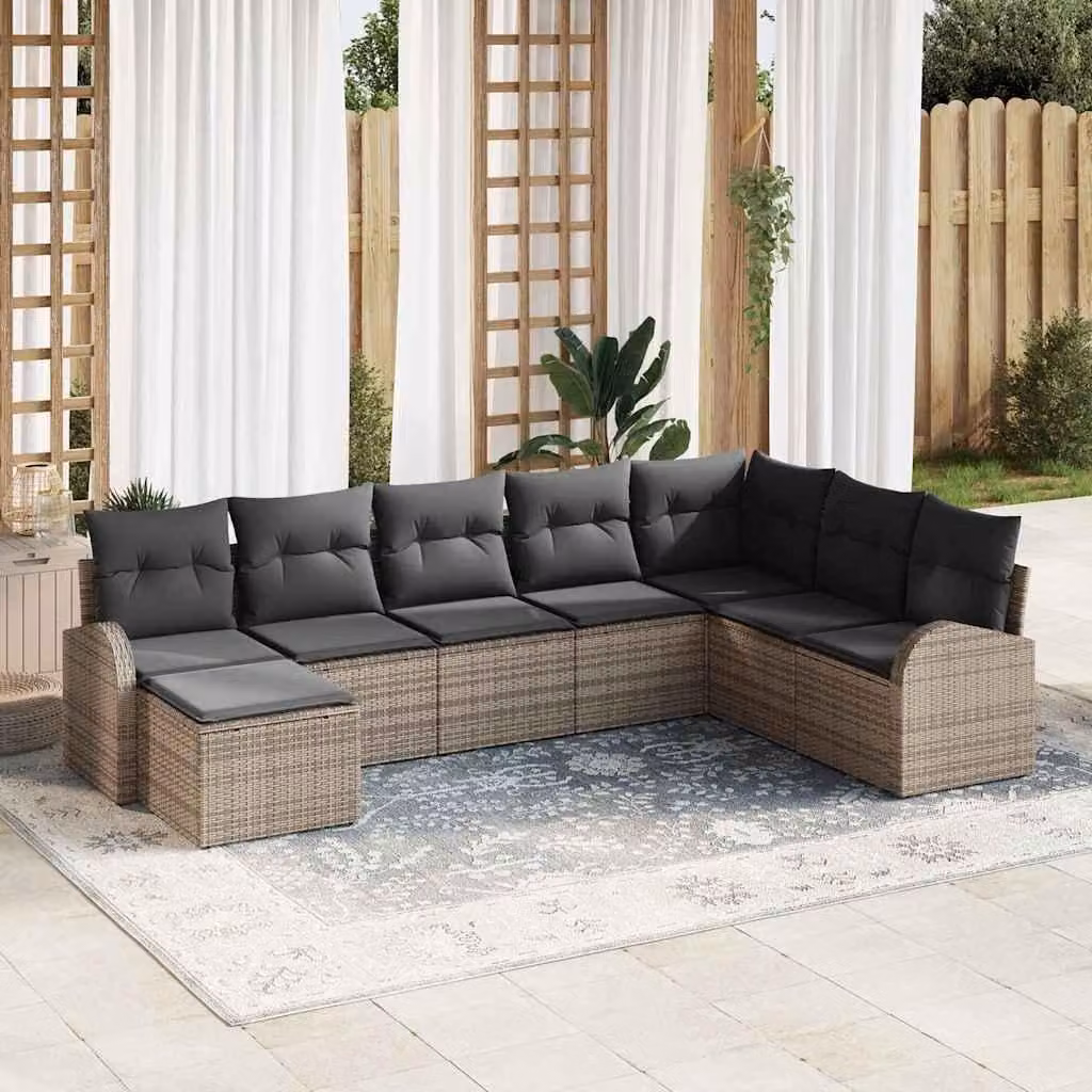 Maison Exclusive - Set di divani da esterno, 8 pezzi, grigio, in rattan sintetico