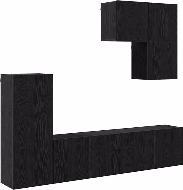 Unit¨¤ TV da Parete 5 pz | Armadietto TV | Mobile Porta TV Rovere Nero Legno multistrato
