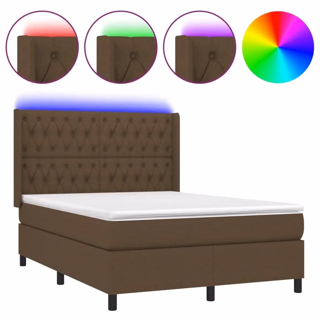 Letto Ibrido con Materasso e Illuminazione LED vidaXL, Marrone Scuro e Bianco, L/P/H: 200 x 140 x 128 cm – 2