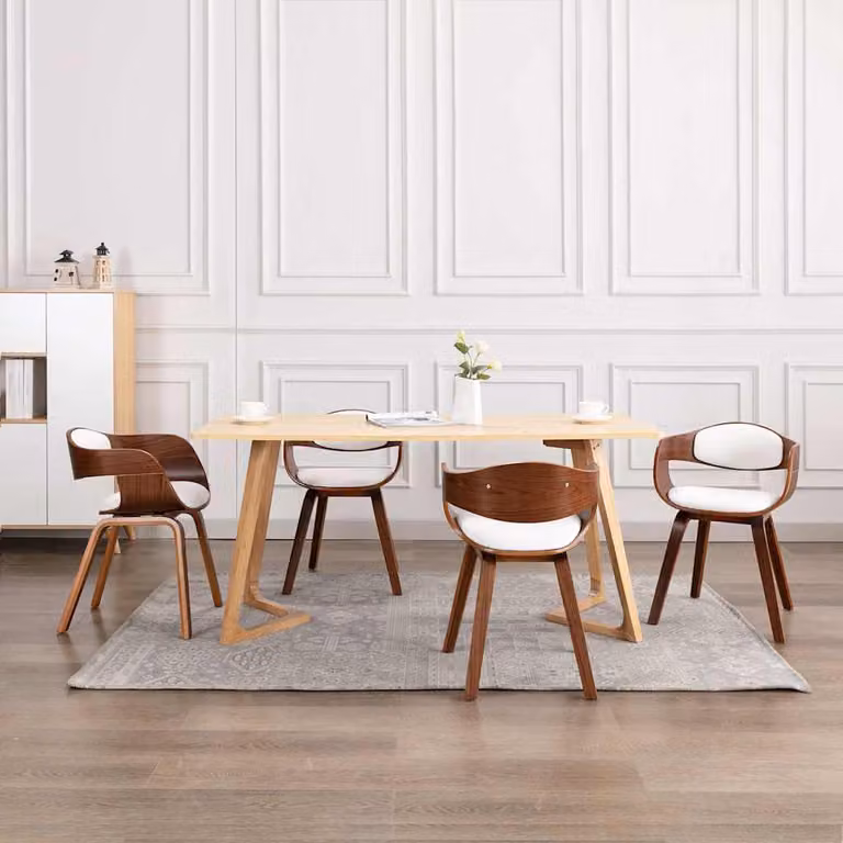 Set di 4 sedie da pranzo moderne vidaXL in legno e similpelle bianca