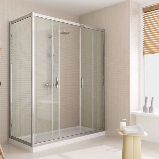 Box Doccia Angolare 80x180 cm 2 Ante Scorrevoli in Cristallo Trasparente 6mm H198 Fosterberg Viborg Duo