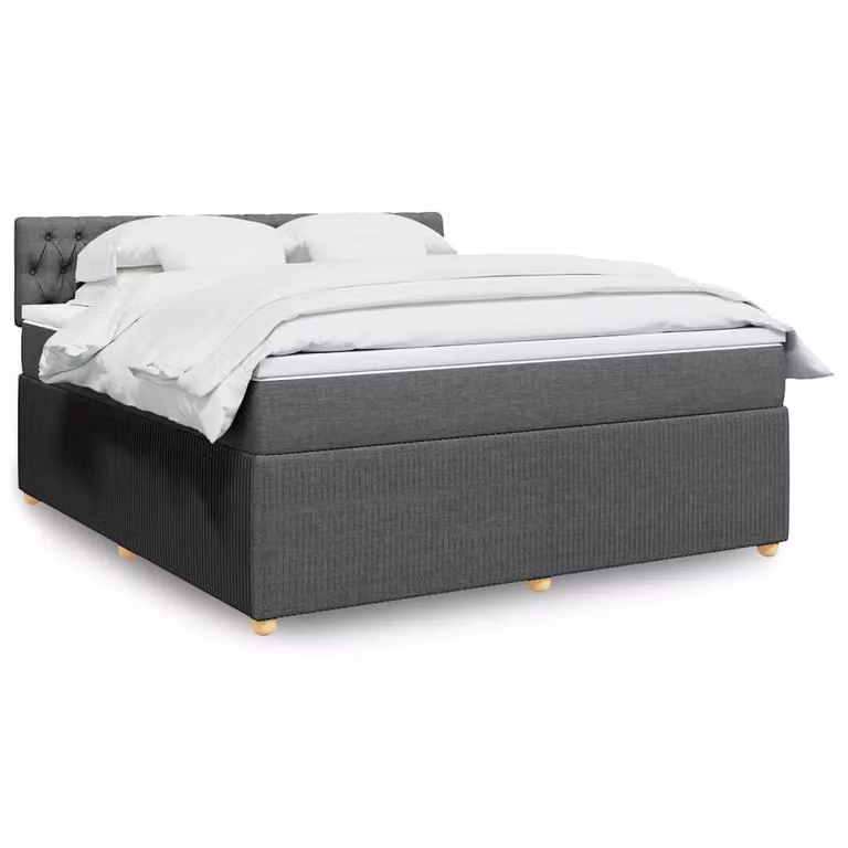 vidaXL Giroletto a Molle Ibrido con Materasso in Tessuto Grigio e Bianco, L/P: 180 x 200 cm