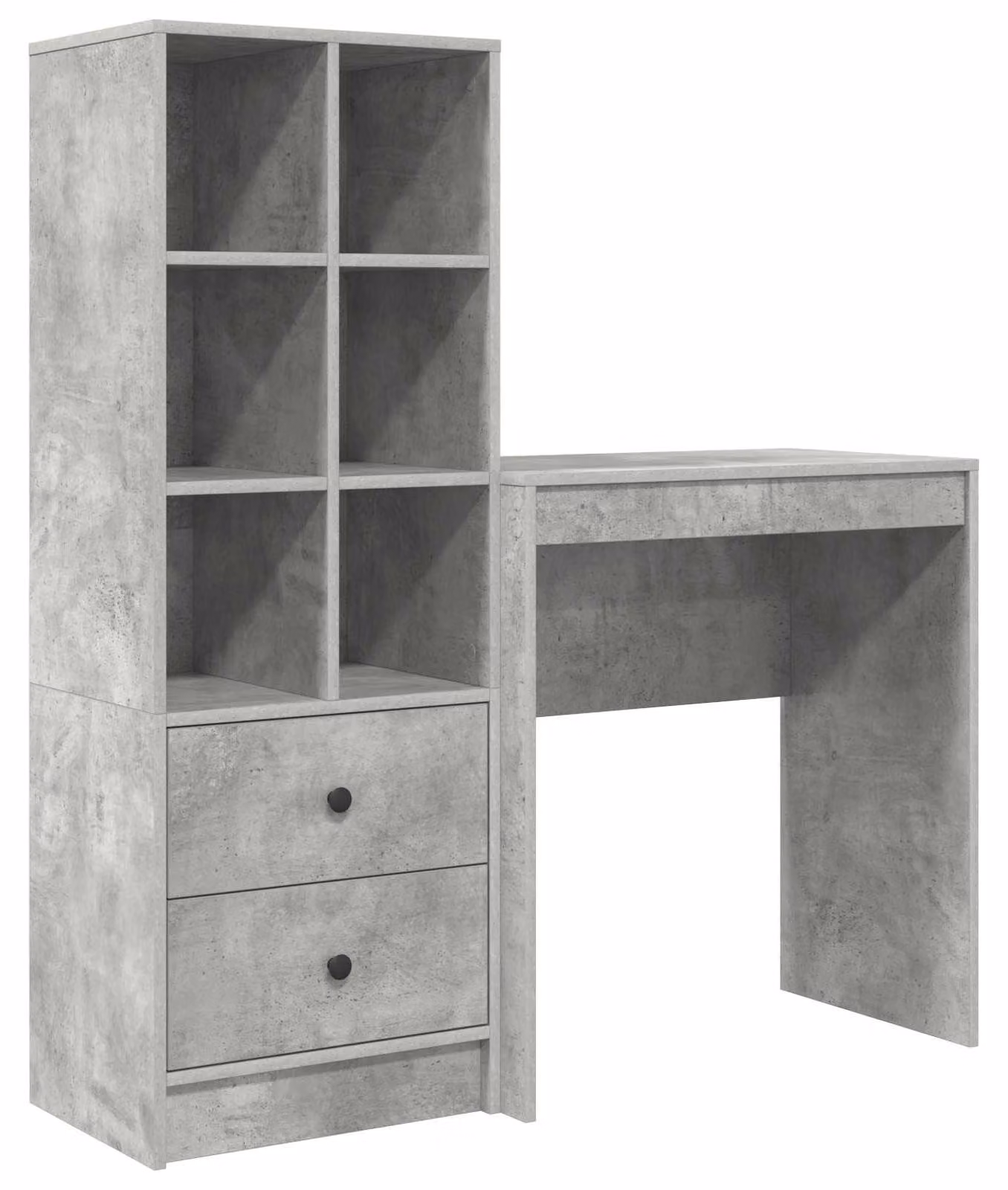 Scrivania con cassetto con lo scaffale 2 pcs Grigio cemento