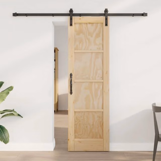 Porta scorrevole moderna vidaXL in legno e acciaio, disponibile nei colori marrone, nero o beige, H: 198,5 cm, L: 61 cm