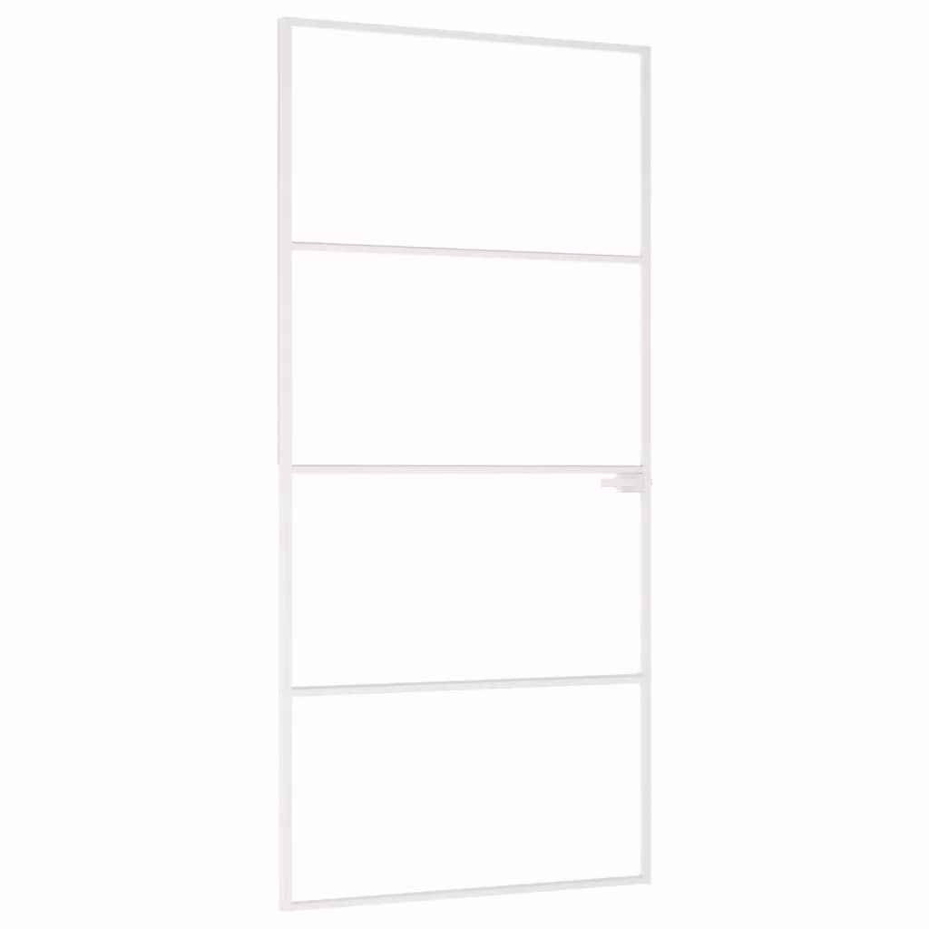 Porta Interna Bianca 93x201,5 cm Vetro Temperato Alluminio Slim