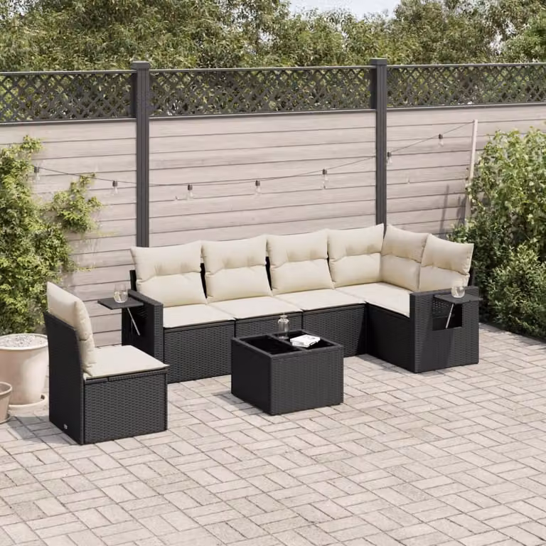 Maison Exclusive - Set Divani da Giardino con Cuscini 7pz Nero Polyrattan